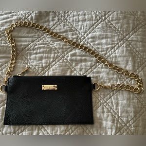 Steve Madden Gold Chain Black Belt Bag
